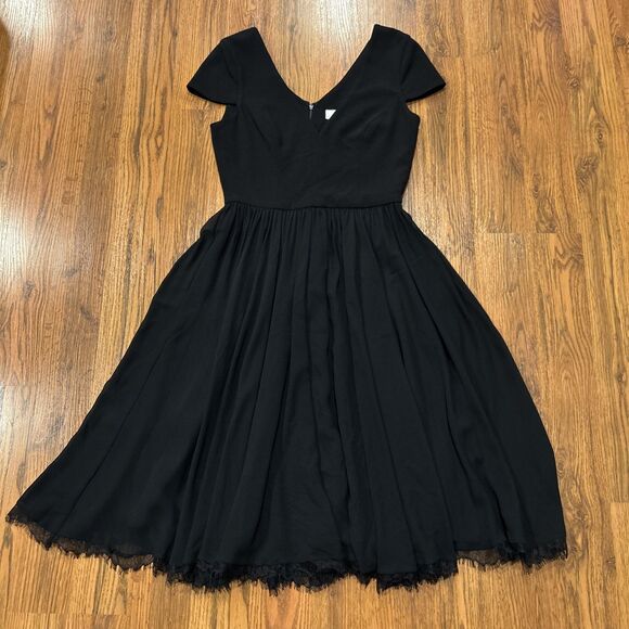 Dress the Population Corey Womens Small Chiffon Fit & Flare Cocktail Black - Picture 2 of 13
